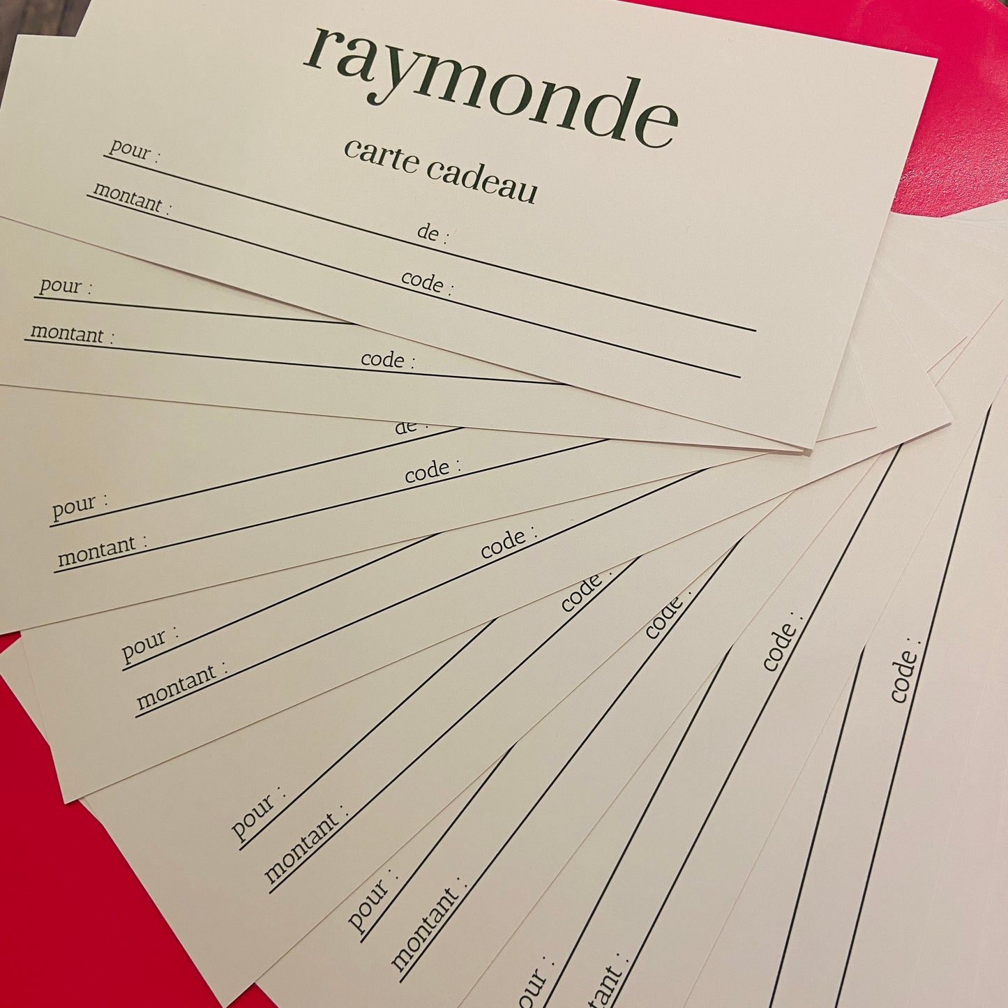 Carte cadeau raymonde
