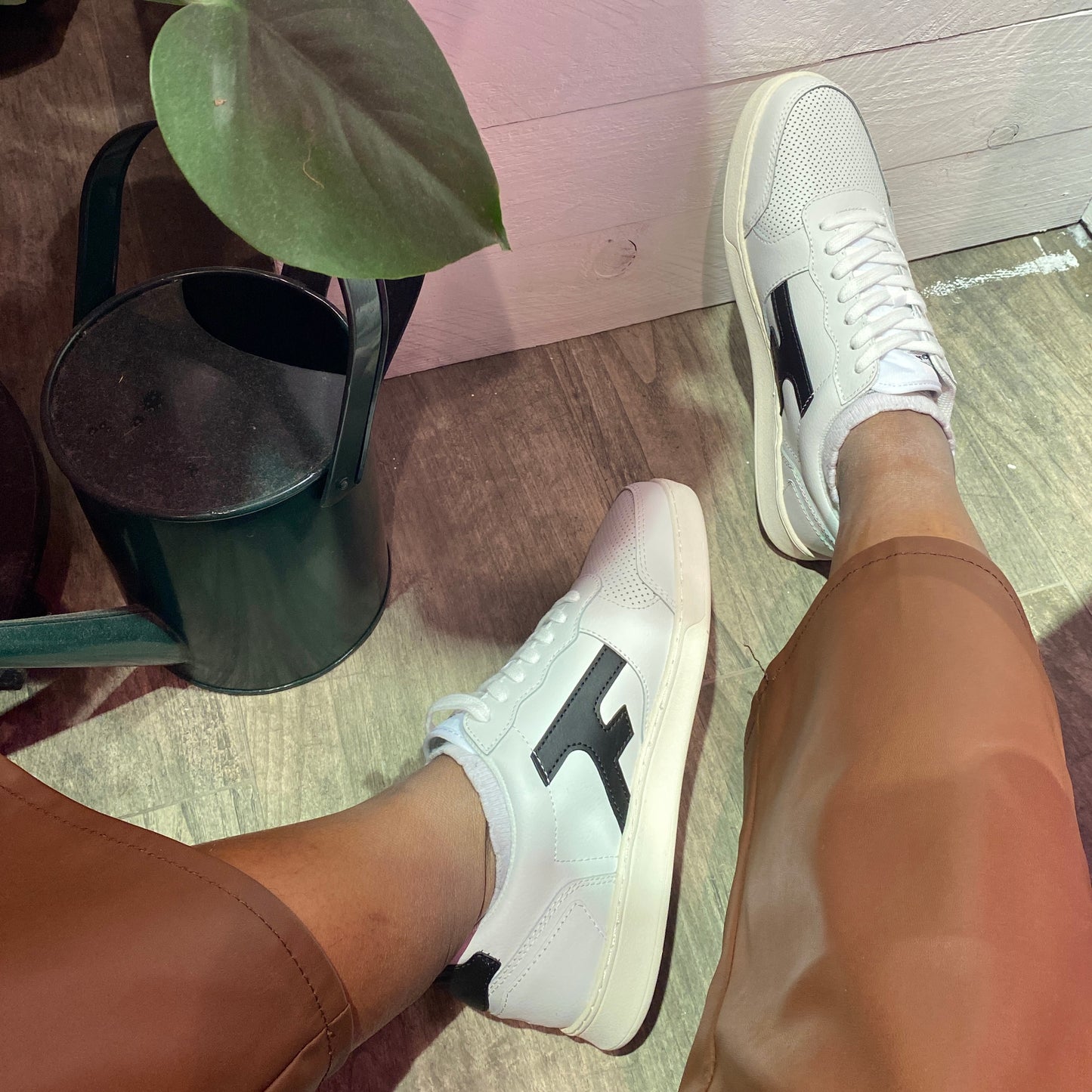 Sneakers Hazel cuir blanc et noir