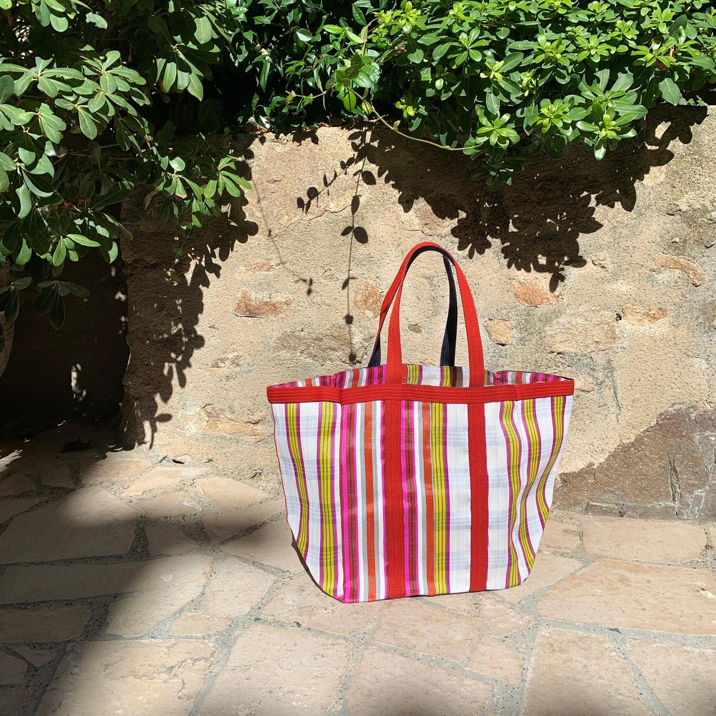 grand sac cabas jaune rouge et blanc