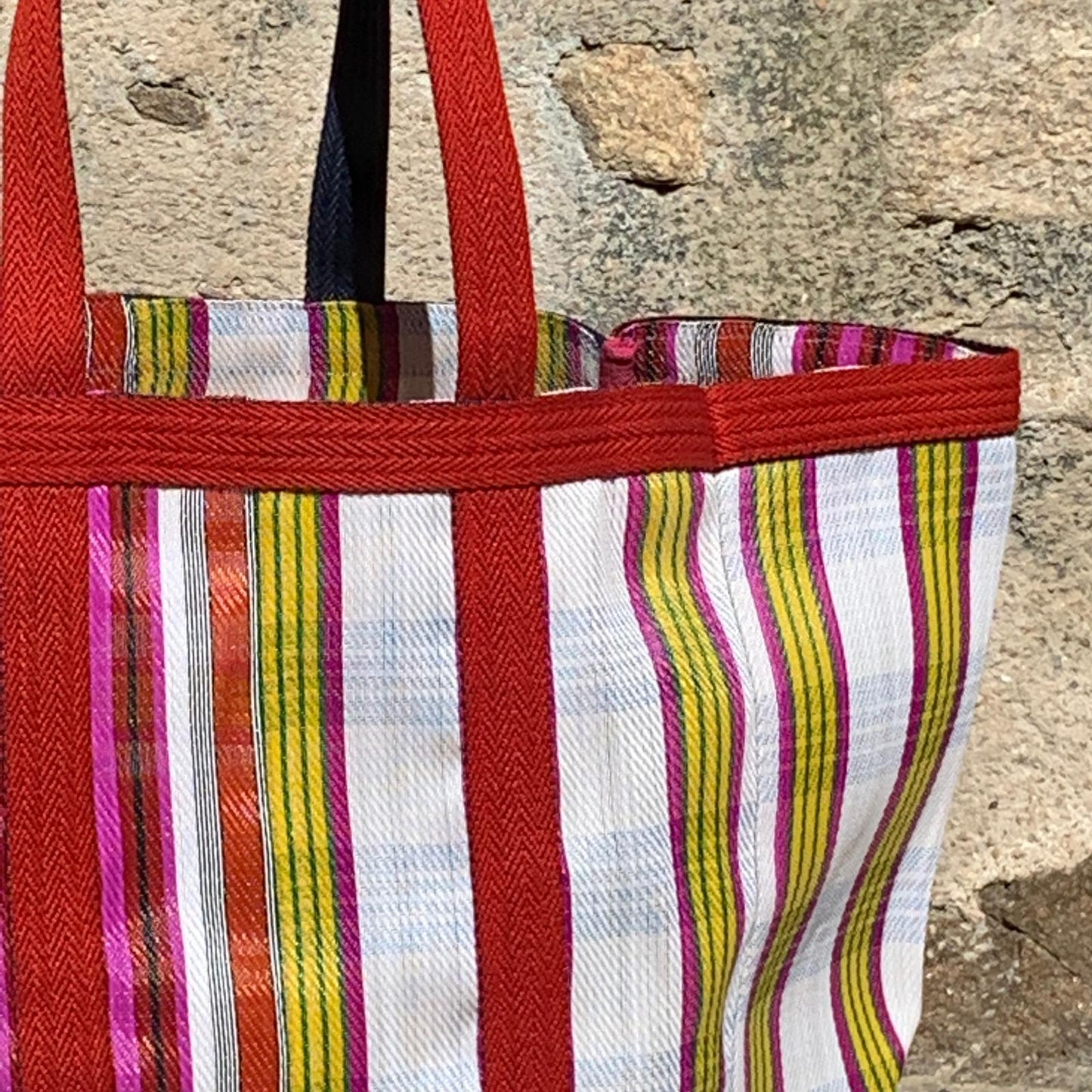 grand sac cabas jaune rouge et blanc