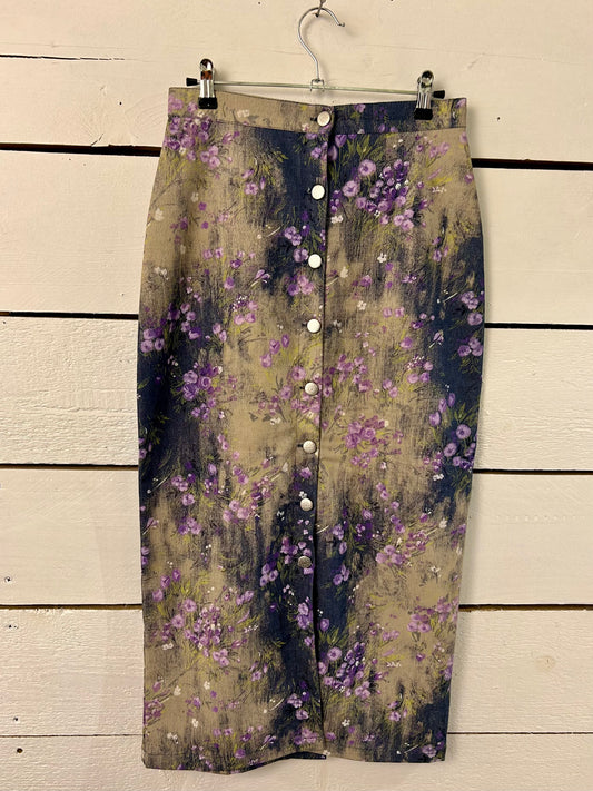 Jupe longue jean à motif