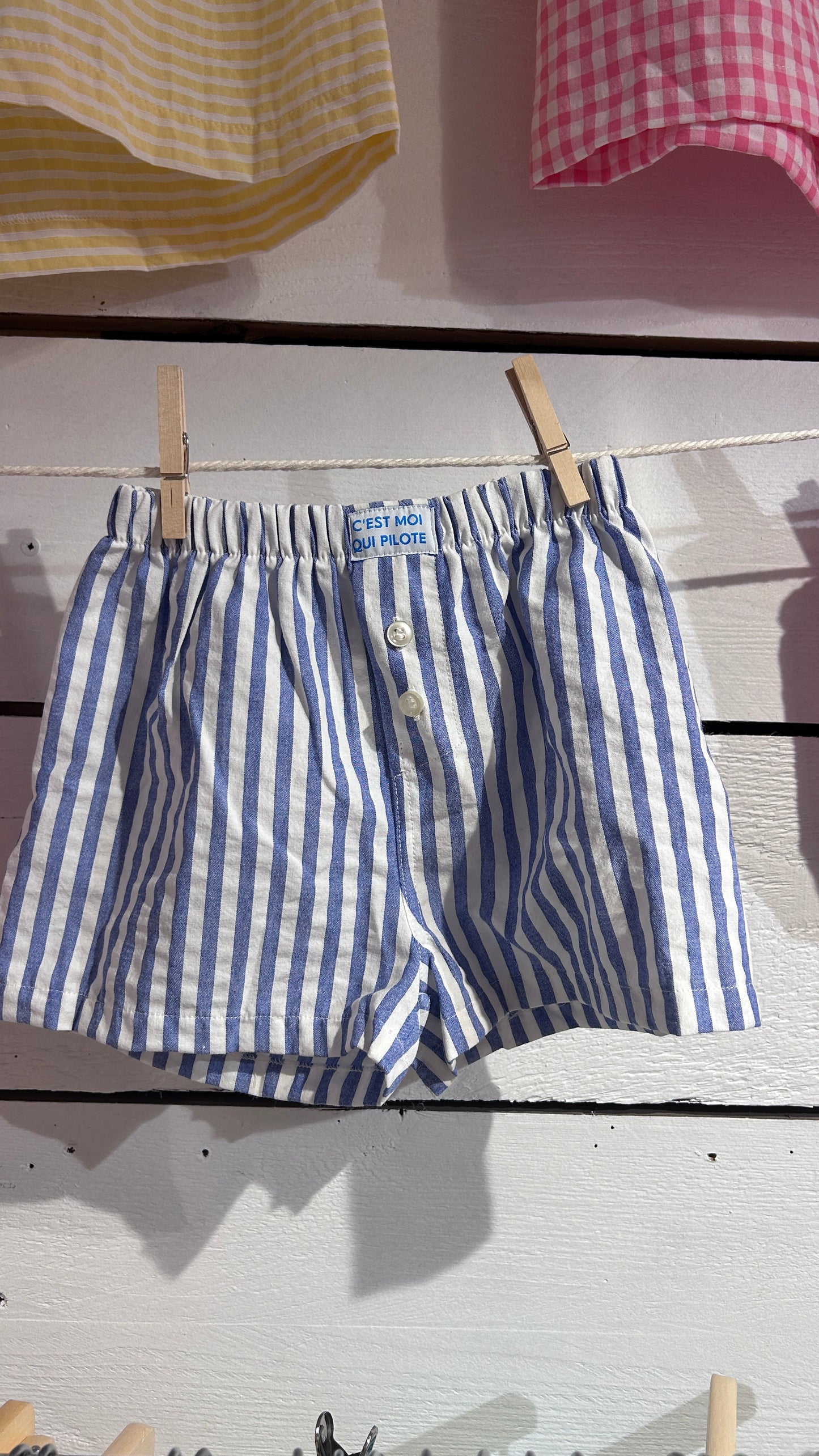 Caleçon kids Rayures parasol bleu