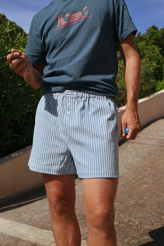 Caleçon Rayures bleu jean