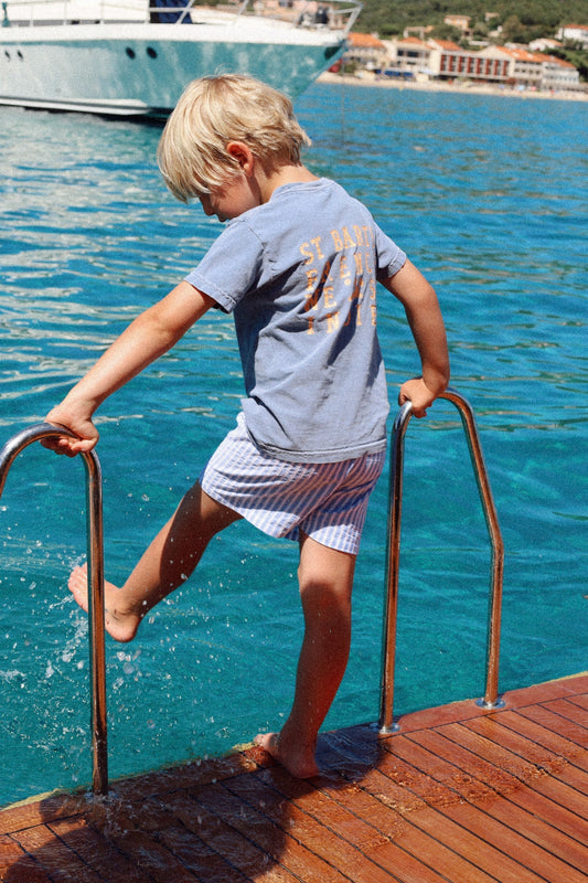 Caleçon kids Rayures parasol bleu