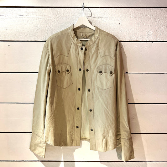 veste en cuir crème style western