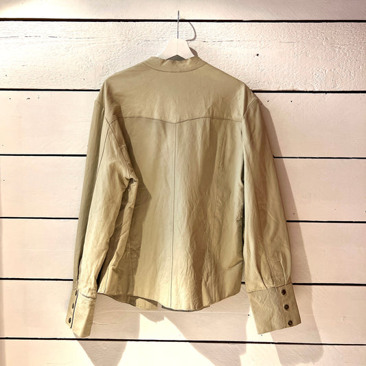 veste en cuir crème style western