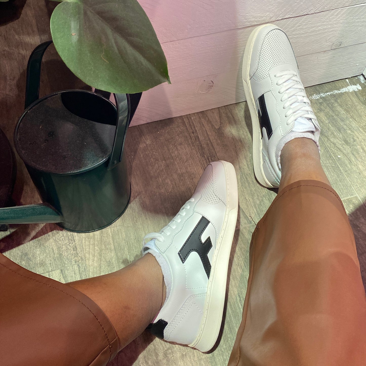 Sneakers Hazel cuir blanc et noir
