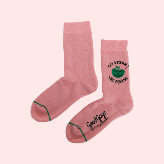 Chaussettes "Go Vegan ? Yes please" roses