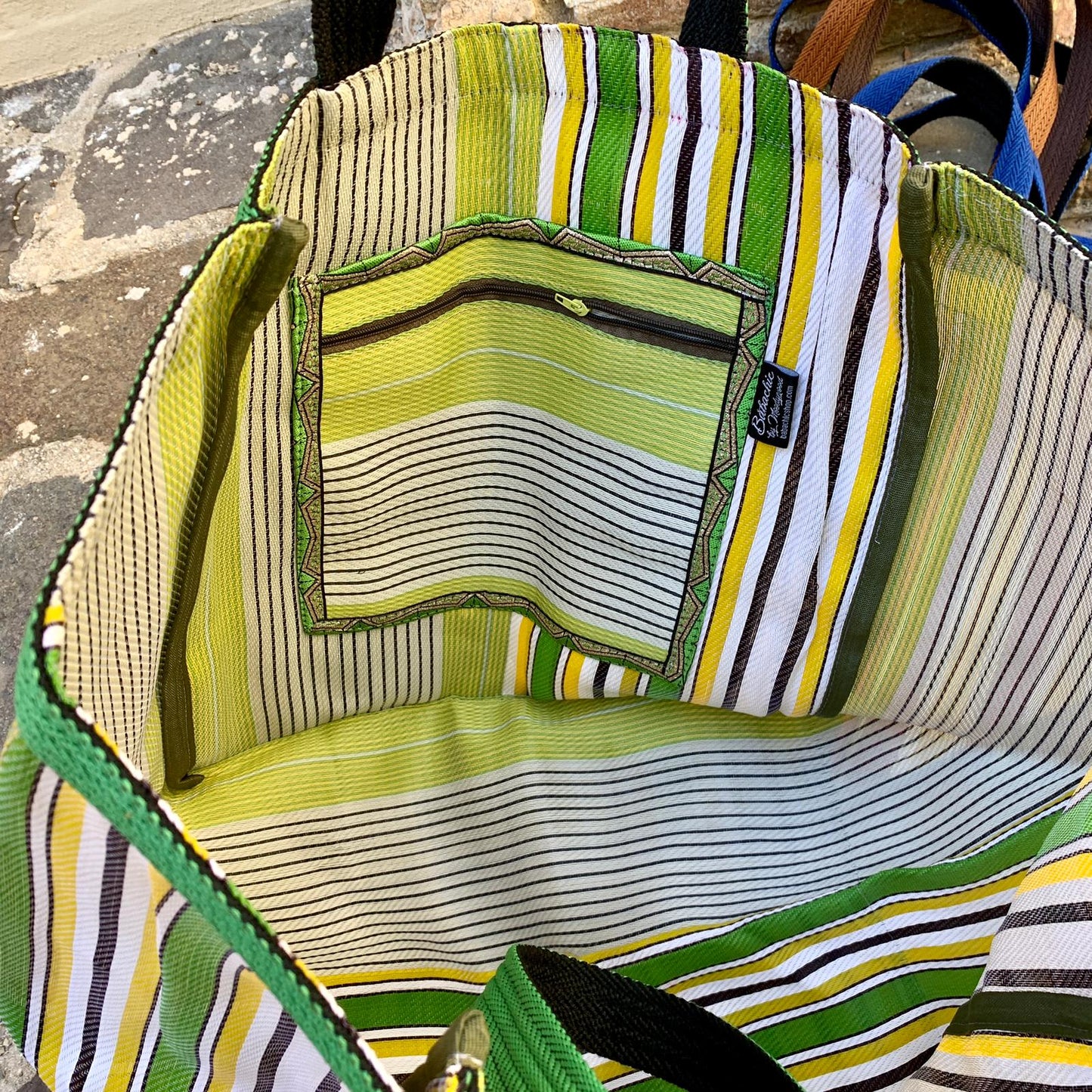 grand sac cabas jaune vert et blanc