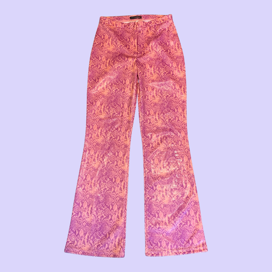 pantalon rose simili motif python